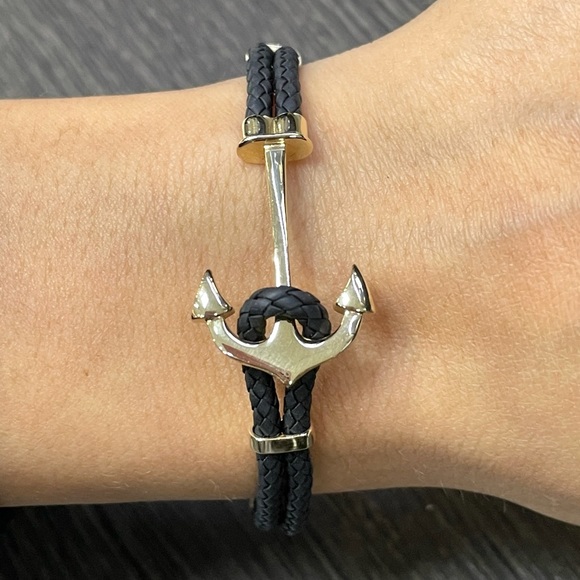 Anchor Bracelet in solid 14k Yellow Gold and Nylon 8.3” long - Picture 6 of 8